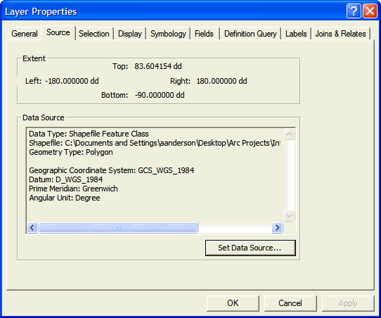 Layer Properties Dialog, Source Page