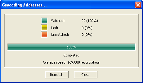 Geocoding Addresses Dialog