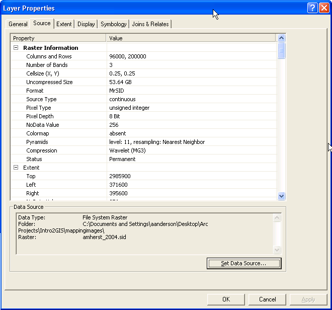 Layer Properties Dialog, Source Page