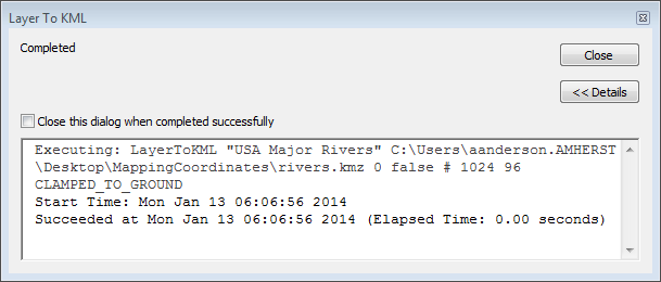 Layer to KML Processing