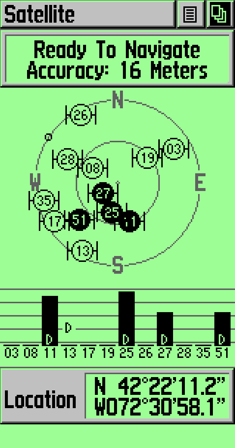 Garmin eTrex Legend Satellite Page
